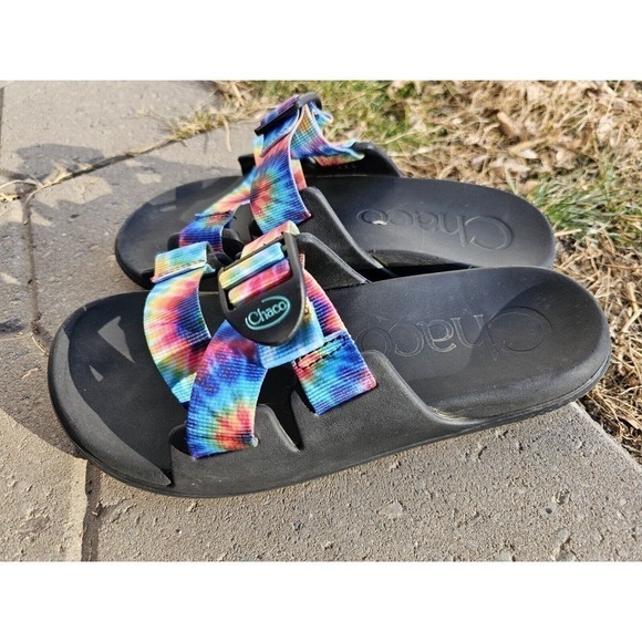 Chaco Women's Chillos Multicolor Tie Dye Slip On Slide Sandals - Size 8 - Picture 3 of 6